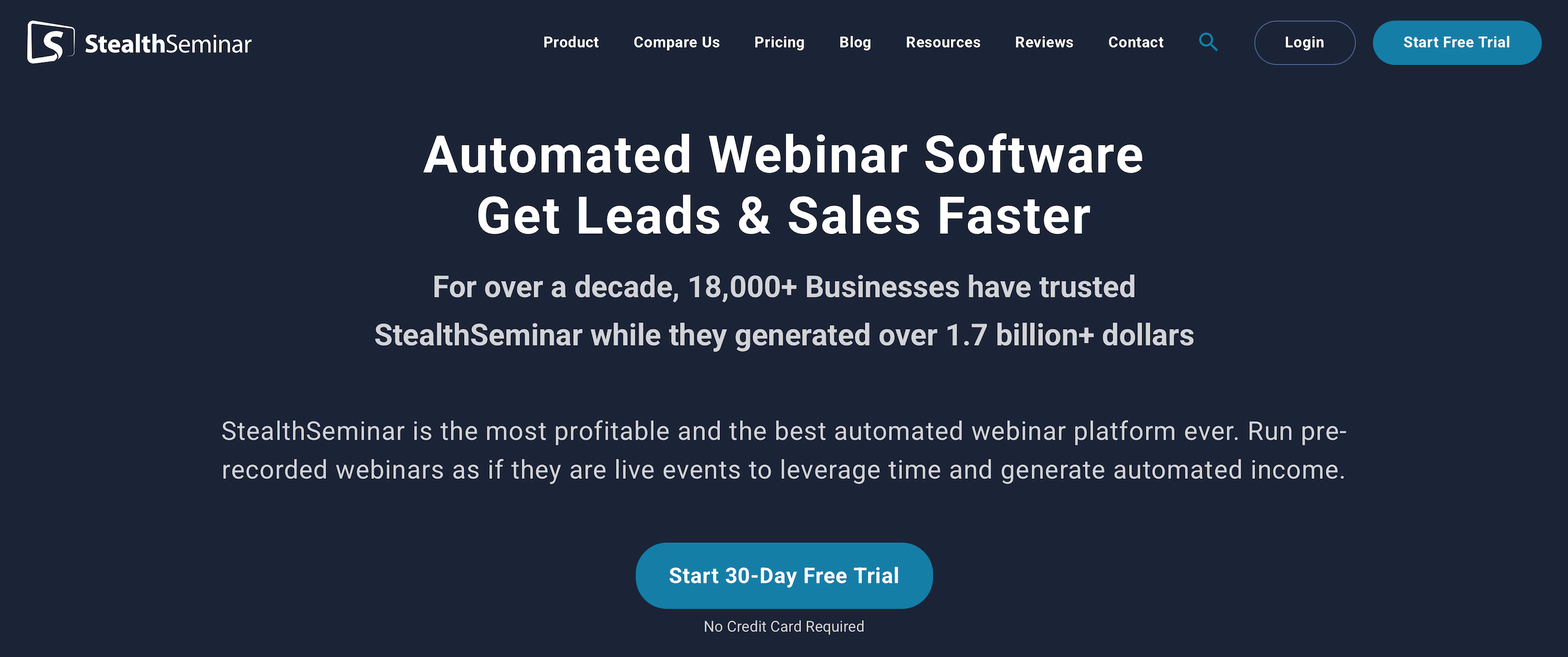 StealthSeminar homepage: Automated Webinar Software to Get Leads and Sales Faster