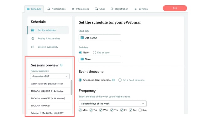 Aperçu des sessions de webinaires de test