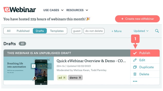 Test Webinar Étape 1