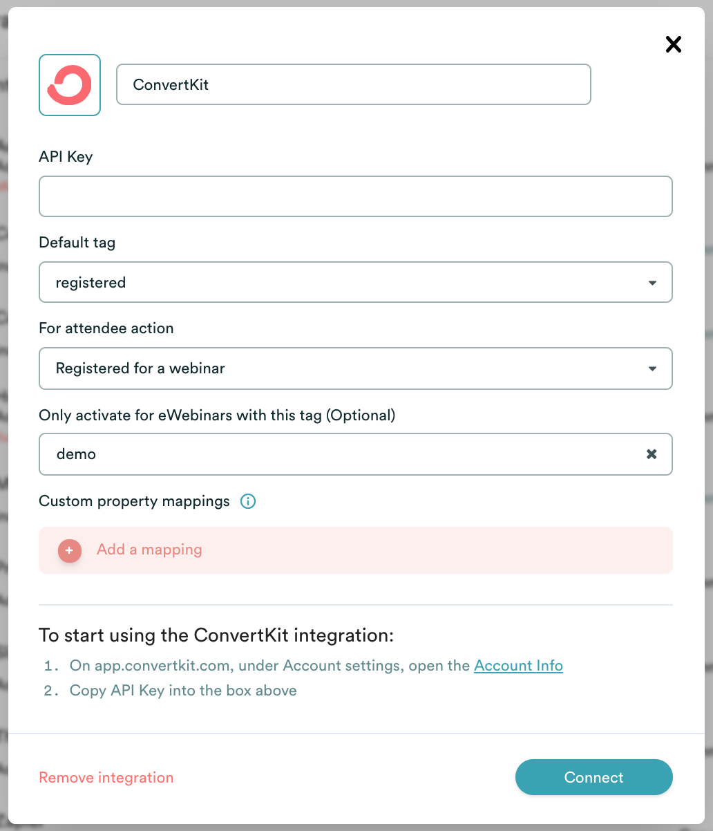 Modalité d'intégration d'un eWebinar avec ConvertKit