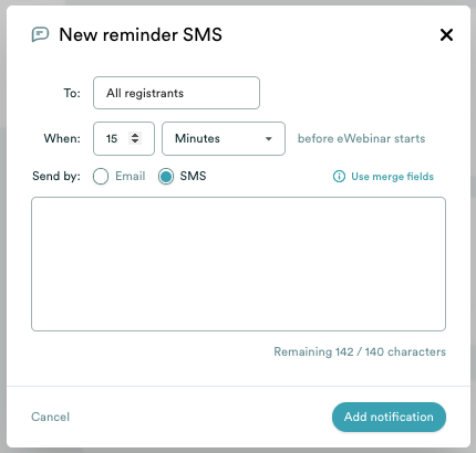 Modalité de création d'un eWebinar pour le rappel par SMS