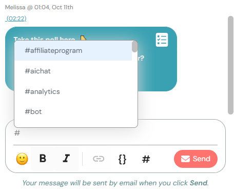 hashtag saved reply