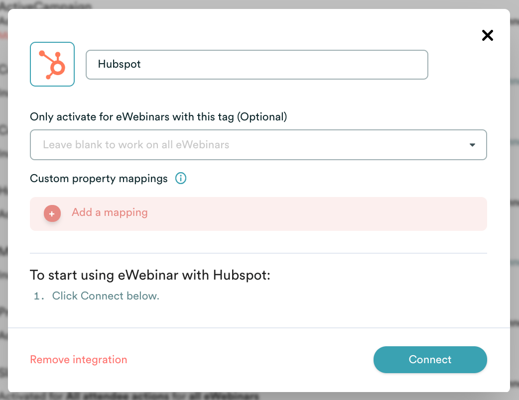 Modalité d'intégration d'eWebinar avec Hubspot