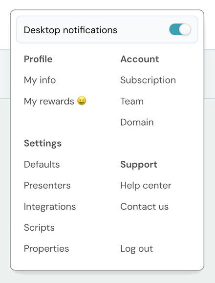 new profile menu v2