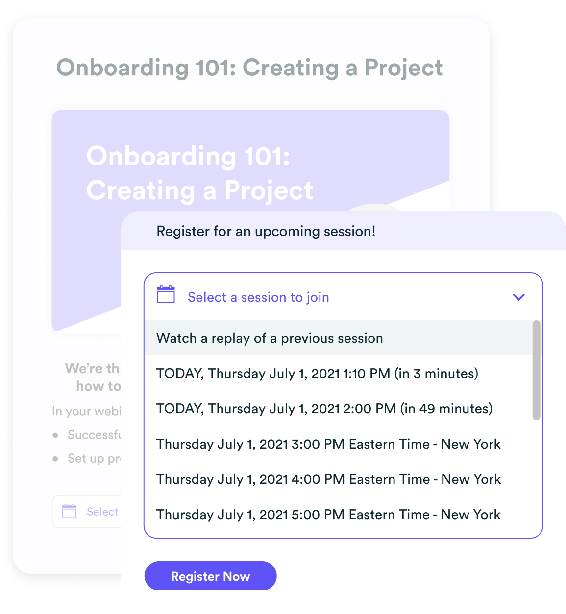 Liste de sélection des sessions eWebinar