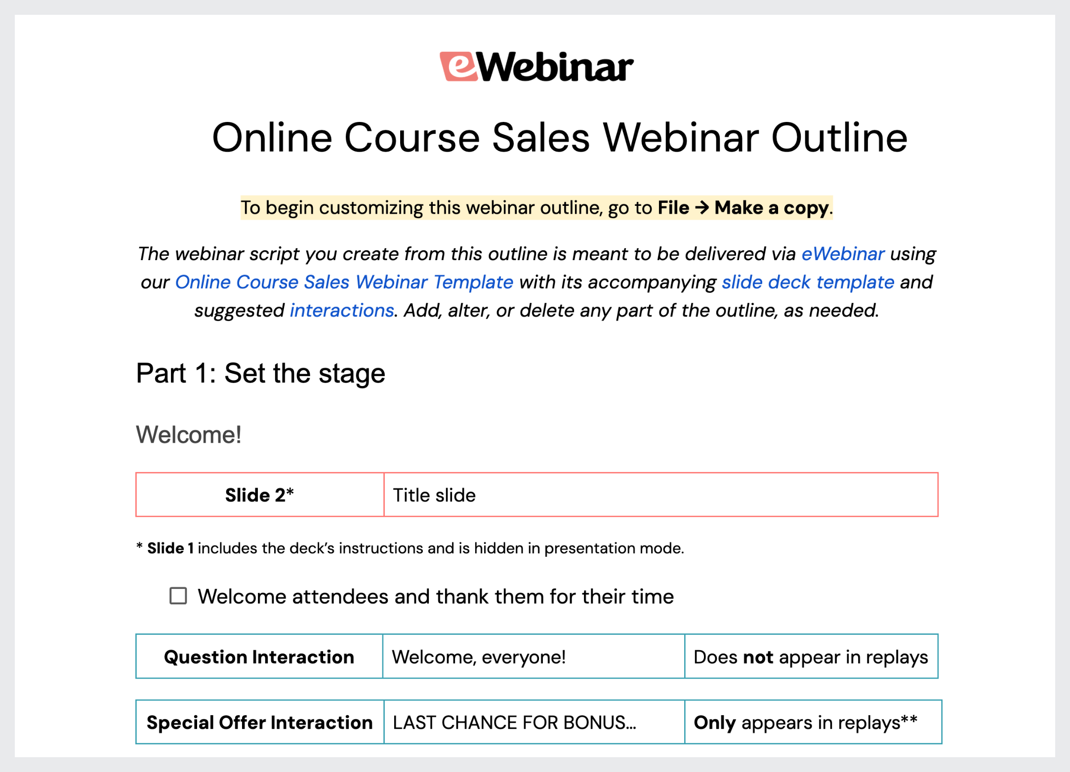 online course sales template - outline screenshot-1